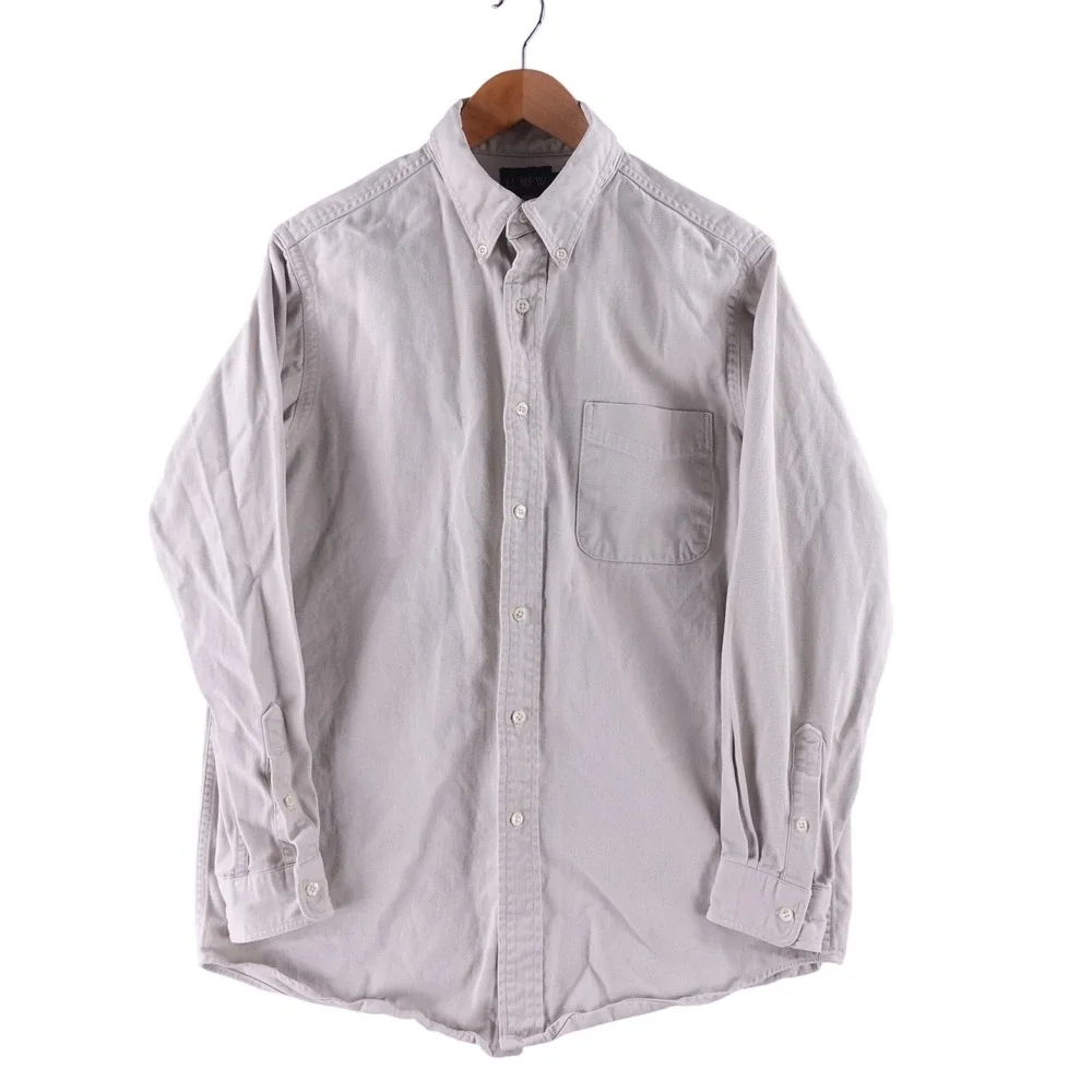 JCrew Mens Medium Oarsman Button Down Shirt Long Sleeve Cotton Twill Tan USA